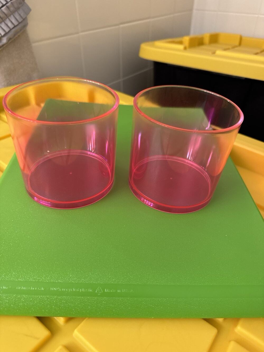 Lot of 2 Pink Ombre Acrylic Makeup Brush Holder Container Vanity Bathroom